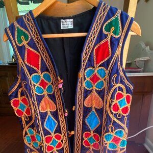 Mult-colored Embroidered Long Vest- Statement Piece!